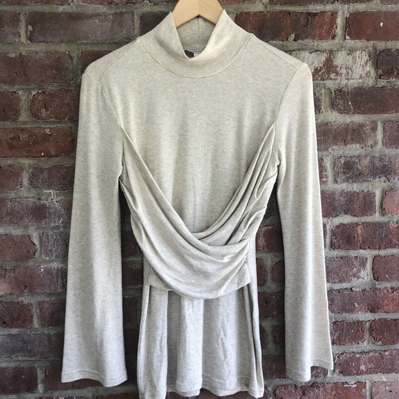 Sabina Musayev Women’s Ivory Ruched Sylvia Sweater Size Small Heather Rib Knit - Picture 2 of 5